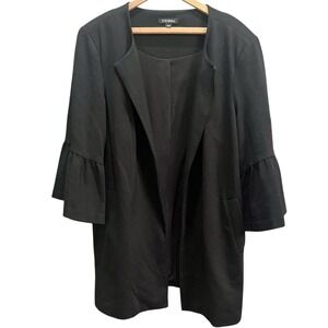 Roz & Ali Womens Black Jacket Bell Sleeves Cottagecore 1X Business Coat Office